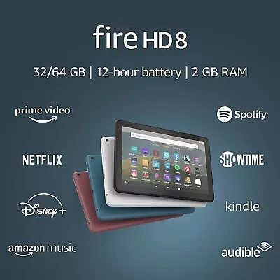 Amazon Kindle Fire HD 8 Tablet 32GB Black 10th Gen 2020 Alexa EReader Warranty • $49.99