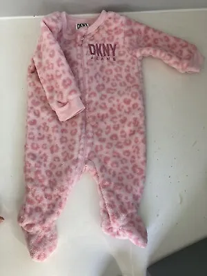 DKNY JEANS Kids Pink Fluffy Sleepsuits-babygrows Size 0-3 Months • £3