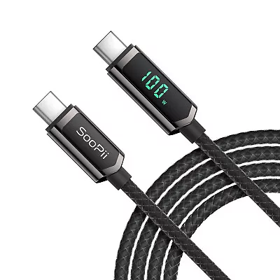 $10.79 • Buy SooPii 100W USB C To USB C Cable Nylon Braided Cable With LED Display