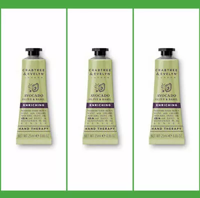 £20.99 • Buy Crabtree & Evelyn Avocado Olive & Basil Hand Therapy 25g X 3