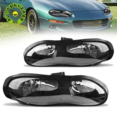 Fits For 1998-2002 Chevy Camaro Z28 Black Housing Headlights Replacement Lamps • $72.99