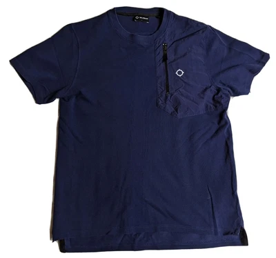 £20 • Buy Ma Strum Blue Crew Neck One Pocket T-shirt Large