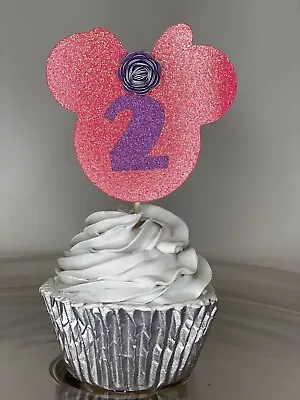 24Pcs CupcakeTopper Minnie Mouse Birthday Cake Flower Vintage Party  Custom • $19.99