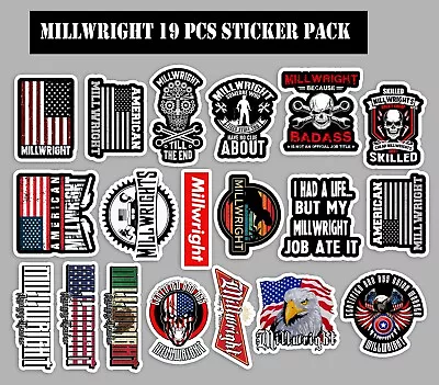 Millwright 19 Pcs Sticker Pack Vinyl Stickers Waterproof Laminated • $13.99