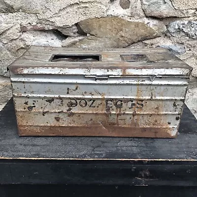 VINTAGE EARLY 1900s METAL 3 DOZEN EGG CRATE WITH ORIGINAL DIVIDERS • $60