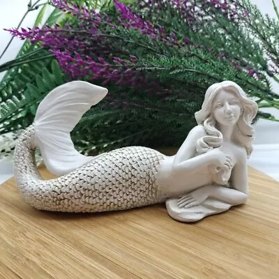 Mermaid White Resin Figurine  Cake Topper Decorations Statue  6  X 3  • $35.99