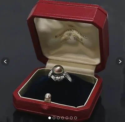 MIKIMOTO Vintage Black Butterfly Pearl 9.00mm Diamond Pt950 Ring Size 7.0US • $827.99