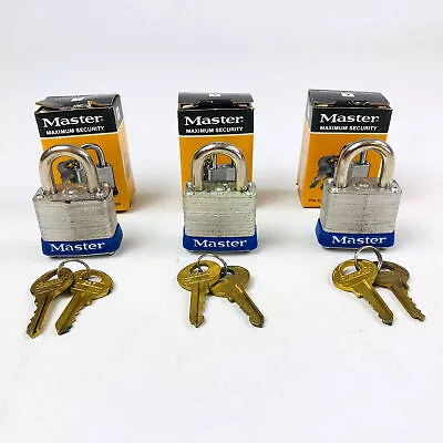 3ct Vintage No 7 Master Lock Padlock 1  Hasp New Old Stock NOS Keyed Different • $22.94