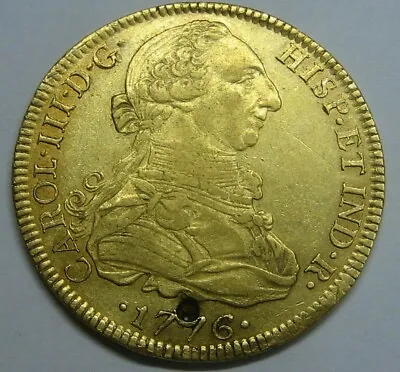 1776 Mexico 8 Escudos Charles Iii Beautiful Spain Doubloon Gold Colonial Era  • $2650