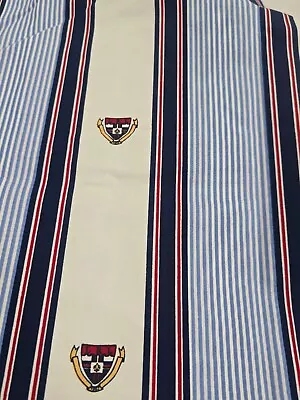 Vintage NOS Ralph Lauren Blue Striped British Armor Crests TWIN Flat Sheet NWOT • $49.99