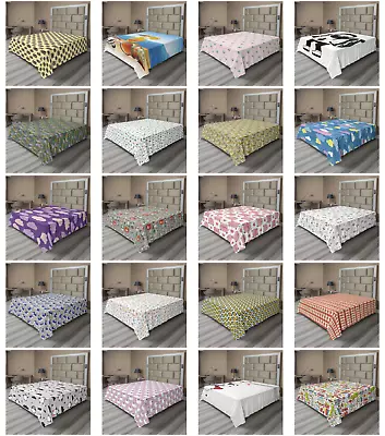 Ambesonne Cartoon Design Flat Sheet Top Sheet Decorative Bedding 6 Sizes • $32.99