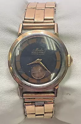 Rare Mido 14k Rose Gold 2 Tone Stainless Multifort Grand Luxe 30mm 0890 226  • $1750