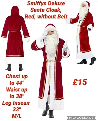 Deluxe Santa Mens M/L Christmas Fancy Dress Costume  • £15