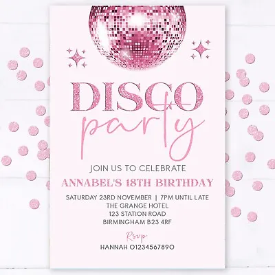 Personalised Disco Party Invitations Birthday Invites Dance Party Pack Of 10 • £5.95