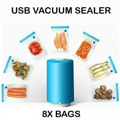 10PCS Food Vacuum Sealed Bags Reusable Space Saver Storage Bag + USB Pump Sealer • $18.99