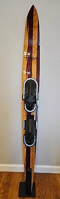 Rare Vintage 1970s Maha Maherajah Exotic Hardwood 65-1/2  Slalom Water Ski & Bag • $795