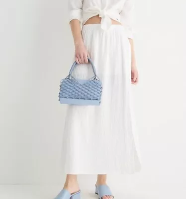 J.Crew Side Slit Soft Gauze Maxi Skirt White Size Small Pull On Elastic Waist • $29.95