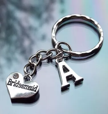 Bridesmaid Keyring Personalised With Silver Plated Initial Letter • £2.99