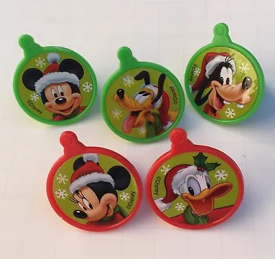 Disney Mickey Mouse Minnie Pluto Goofy Donald *25* Christmas Cupcake Favor Rings • $8.95
