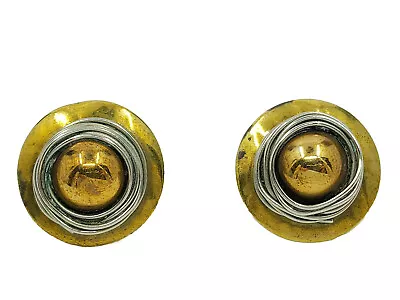 Vintage Mb Sf Marjorie Baer Mix Metal Modernist Earrings • $50