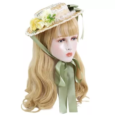 Handmade Lace Flat Hat Court Miss Victorian Bonnet Hat SunHat With Flower • $27.60