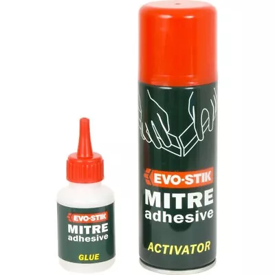 Evo-Stik Mitre Adhesive Glue Activator 2 Part Instant Bonding Wood MDF Plastics • £13.78