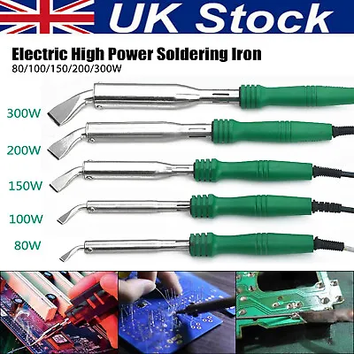 £19.59 • Buy 80/100/150/200/300W 220V Electric Soldering Iron Angled Chisel Point Copper Tip