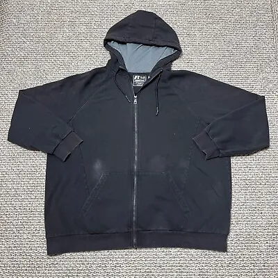 Russell Hoodie Mens Sweatshirt 2XL Black Blank Streetwear Fleece Full Zip Up • $12.72