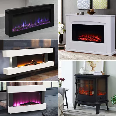 34  40 50 60  Fireplace Wall Mounted LED Flame White Mantel Electric Insert Fire • £109.95