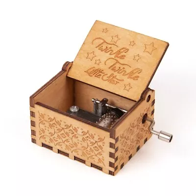 Handmade Wooden Hand Crank Music Box Twinkle Twinkle Little Star Toy Kid Gift • £6.97