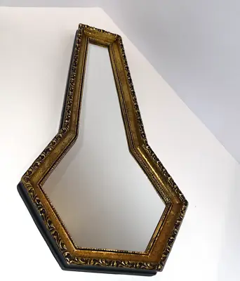 SALE DAY!!  E.A. RIBA CO. INC. Brooklyn NY Mid Century Gold Wood Frame Mirror • $46.99