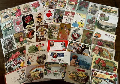 Nice Lot Of 50~Mixed Vintage Antique Holidays Greeting Postcards~in Sleeves-h706 • $39.95