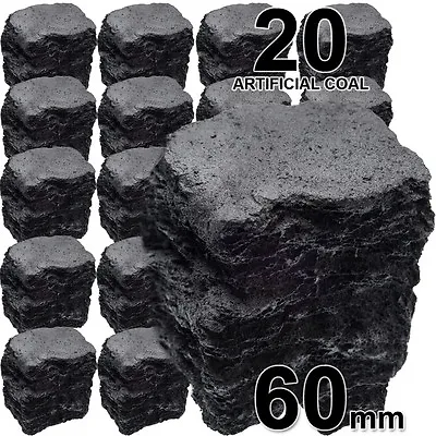 20 Replacement Gas Fire Coals Ceramic Fibre Imitation Effect Coal LARGE 60mm • £13.99