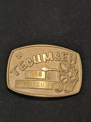 Vintage Boy Scouts Tecumseh 1988 Wabash Float Heavy Belt Buckle Brass • $17.50