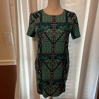 Mara Hoffman Dress XS Blue Yellow-Green Pink Purple Geometric Print Lined • $27.99