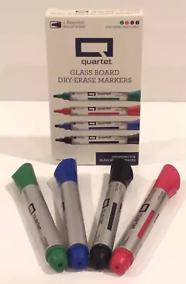 Quartet Glass Board Dry Erase Marker Bullet Point Assorted Colors 4 Pack 79552 • $11.29