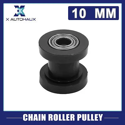 10mm Hole Chain Roller Pulley Slider Tensioner Wheel Guide Black For Motorcycle • £9.32