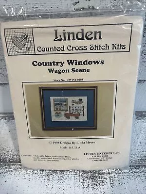 LINDEN Country Windows Wagon Scene Counted Cross Stitch Kit/Linda Myers 1993 New • $12.99