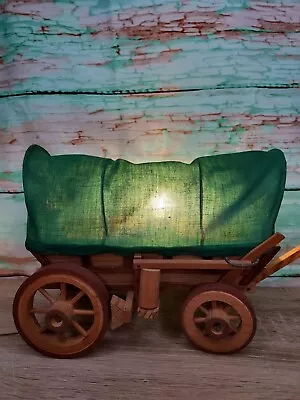 $39.99 • Buy Wooden Western Cowboy Covered Wagon Chuckwagon Stagecoach Lamp Light TESTED