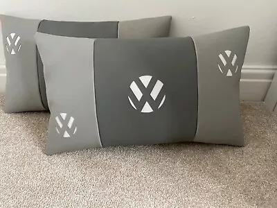 Vw Camper Van Cushions In Two Tone Grey And White Faux Textured Leather New • £40