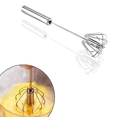 Semi-Automatic Egg Whisk Hand Push Egg Beater Stainless Steel Blender Mixer • £8.99