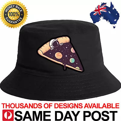 ASTRONAUT PIZZA BUCKET HAT - Summer Fun Cool Aussie Trippy Art Aesthetic Space • $19.95