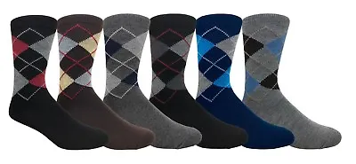 6 Pairs Men's Argyle Diamond Pattern Dress Socks Value Pack • $12.95