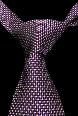 Charvet Place Vendome Tie Silk Necktie Diamonds Geometric Black Purple France  • $149