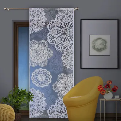 Jacquard Wide Net Lace Window Panel Blind Curtain Fly Screen Slot Top Patio Door • £8.40