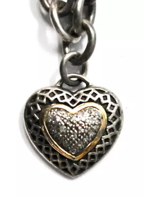 Sterling 14k Sayde L Vassil Diamond 23mm Heart Pendant & 17.5  Toggle Necklace  • $99.99