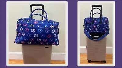 Vera Bradley Medium Traveler Ellie Flowers Purple Blue Pink Trolley Sleeve • $54.50