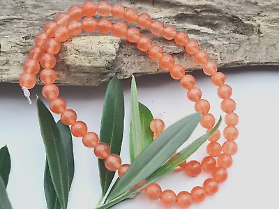 £4.01 • Buy Malaysia Jade Gemstone Beads Round Strand 37 Cm Ø 6 Mm Salmon Colored Orange