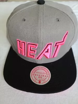 Miami Heat Mitchell & Ness Hardwood Classics Neon Pink Snapback Adjustable Hat • $27.99