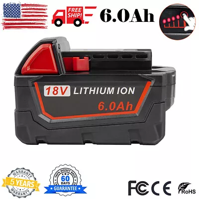 For Milwaukee FOR M18 18V Lithium 6.0 AH Extended Capacity Battery 48-11-1890 • $24.99